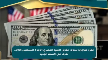 قفزة مفاجئة للدولار مقابل الجنيه المصري الأحد 3 أغسطس 2025.. تعرف على السعر الجديد